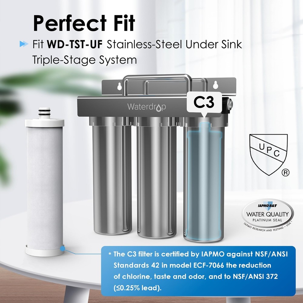 Waterdrop C3 Under Sink Carbon Water Filter TST-UF Replacement