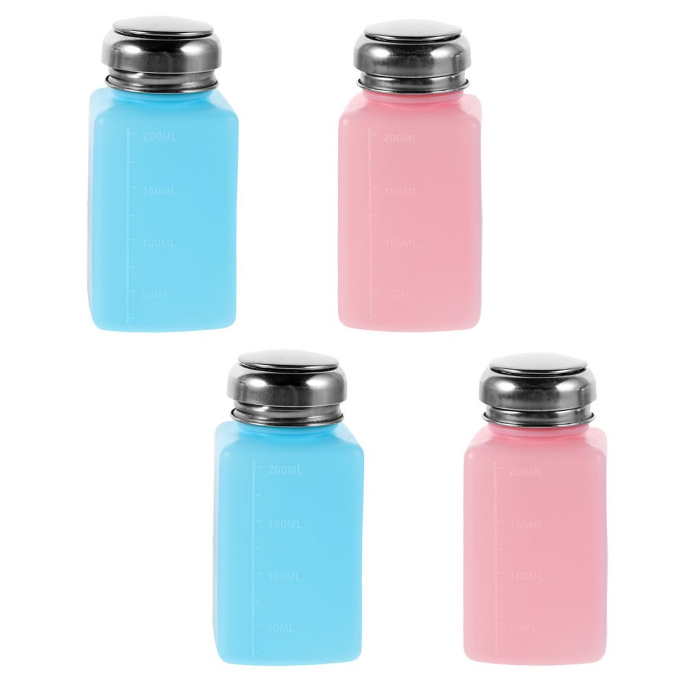 4 Pcs Press down Liquid Pump Anti Static Refillable Bottle Alcohol Dispenser