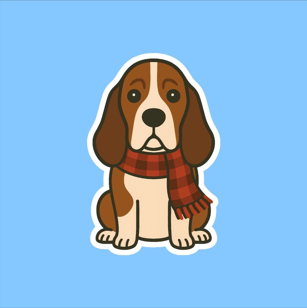 Basset Hound in Scarf Sticker