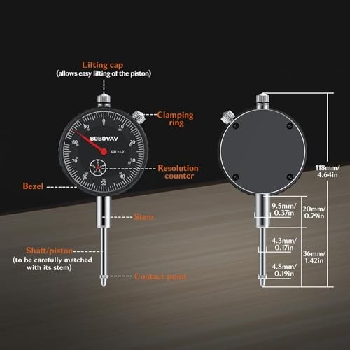Dial Indicator with Magnetic Base Set, 0-1" Magnetic Base with Dial Indicator