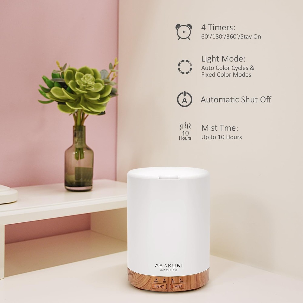 Essential Oil Diffuser for Home, 300 ml Humidifier with Automatic Shut-Off, Q...
