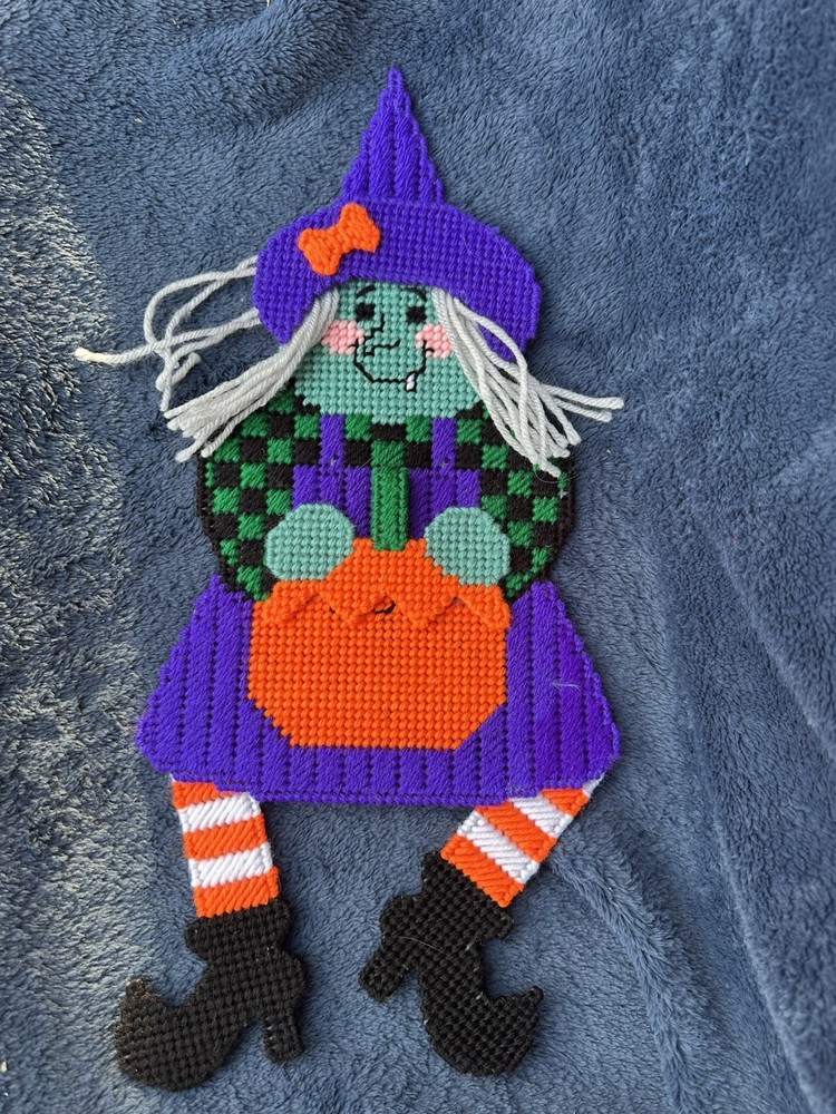 Halloween Needlepoint on Plastic Canvas Decoration Handmade