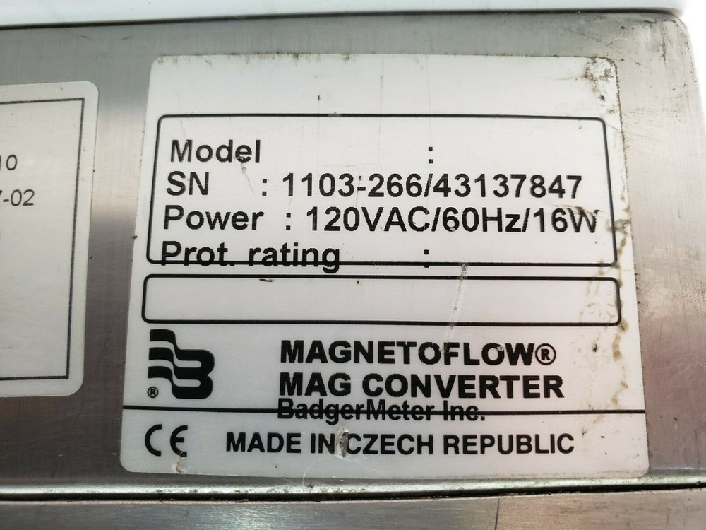 BADGERMETER MAGNETOFLOW SANITARY ELECTROMAGNETIC FLOW METER 115 VAC MODEL 7500S