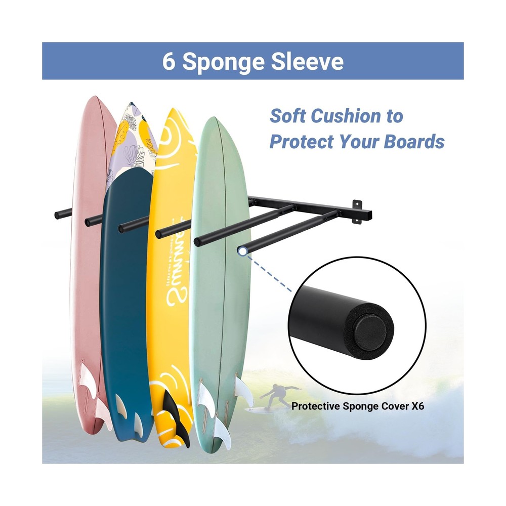 Vertical/Horizontal Surfboard Rack, Surfboard Wall Mount Display, Surfboard W...