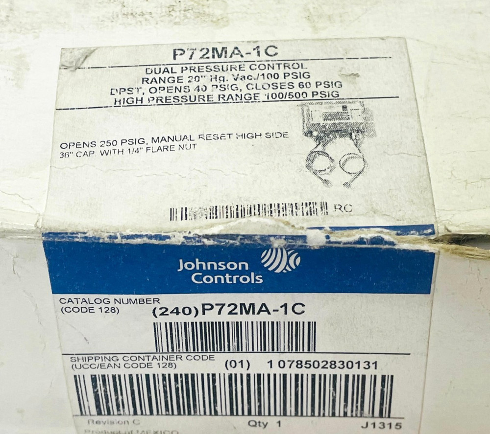 JOHNSON CONTROLS P72MA-1C Pressure Controller