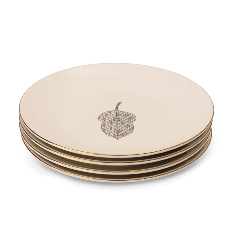 4 Pack Stoneware Dinner Plates Autumn Pattern Microwave Dishwasher Safe Durable