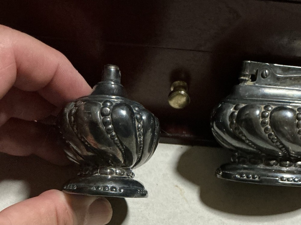 Vintage Ronson Crown Table Lighter Silver Plate 1950s