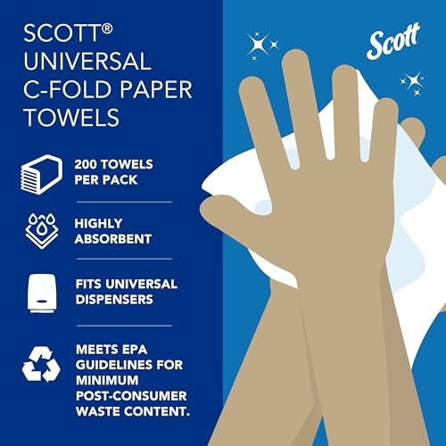 Scott Professional Essential C-Fold Folded 200 Count (Pack of 12), White
