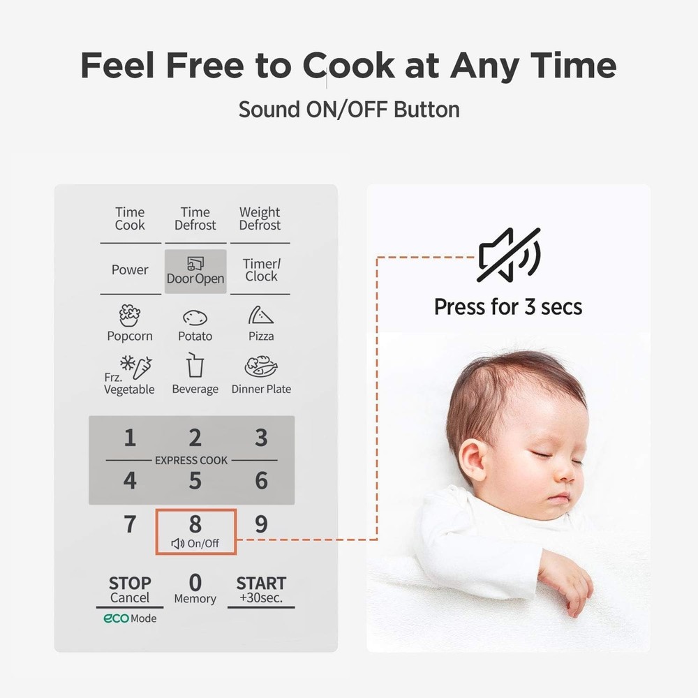 Energy-Efficient 700W Countertop Microwave with Sound Control & ECO Function