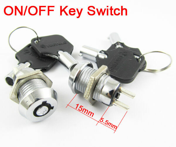 5pcs Key Ignition Switch ON/OFF Lock Key Switch Plastic Handle 10.5x19mm 506#