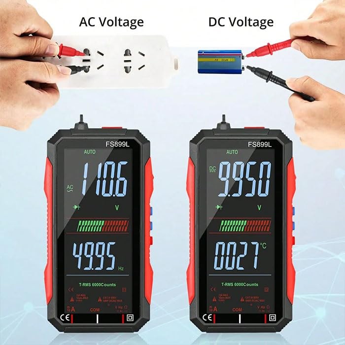 USB Rechargeable Digital Multimeter 6000 Counts Large Color Screen & Backlight