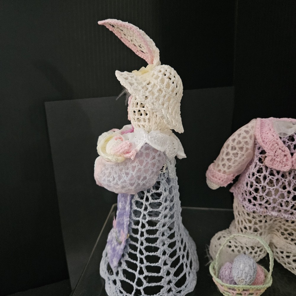 Crochet Easter Bunnies & Basket Of Eggs Spring Needs Repaired