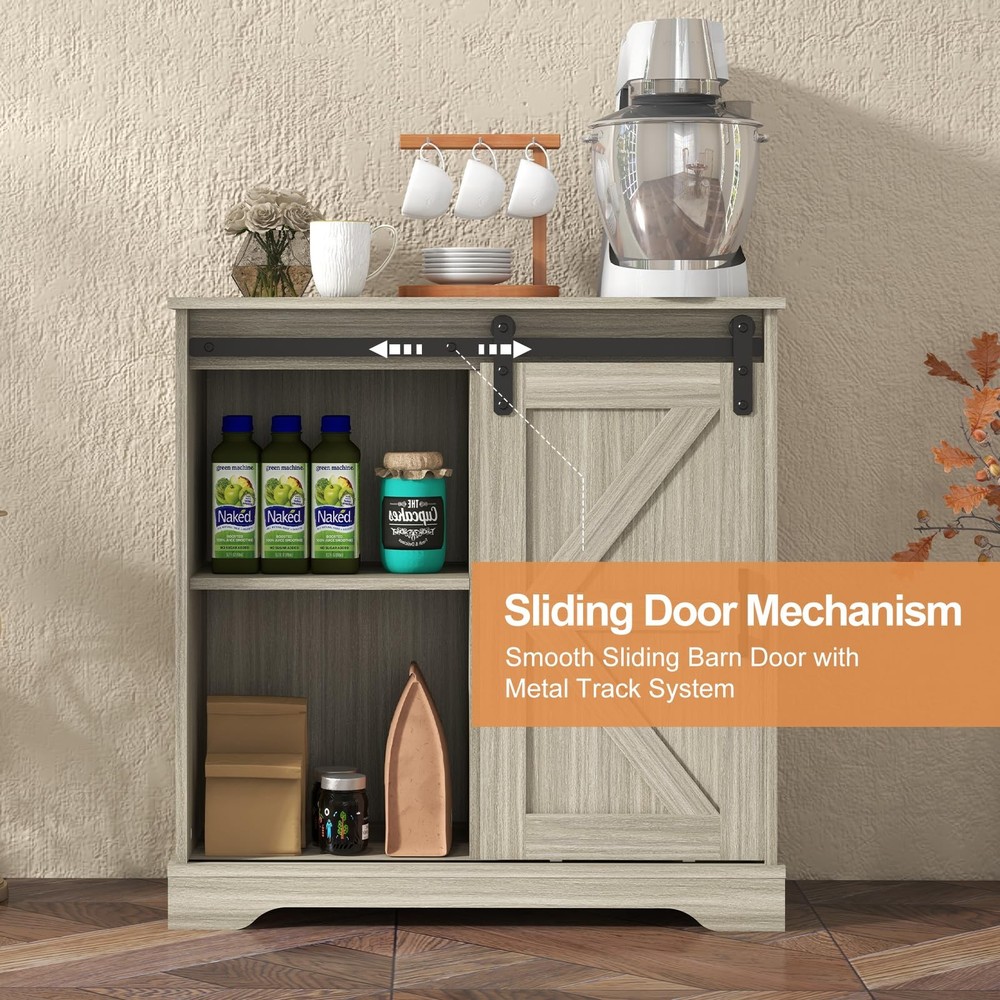 Sliding Barn Door Buffet Sideboard Storage Cabinet