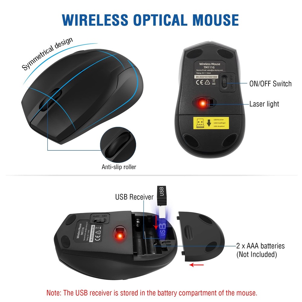 Full-Sized 2.4GHz USB Wireless Keyboard Optical Mouse for PC Desktop