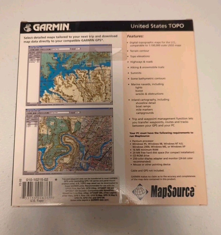 Garmin MapSource US Topo Maps With Data Cable