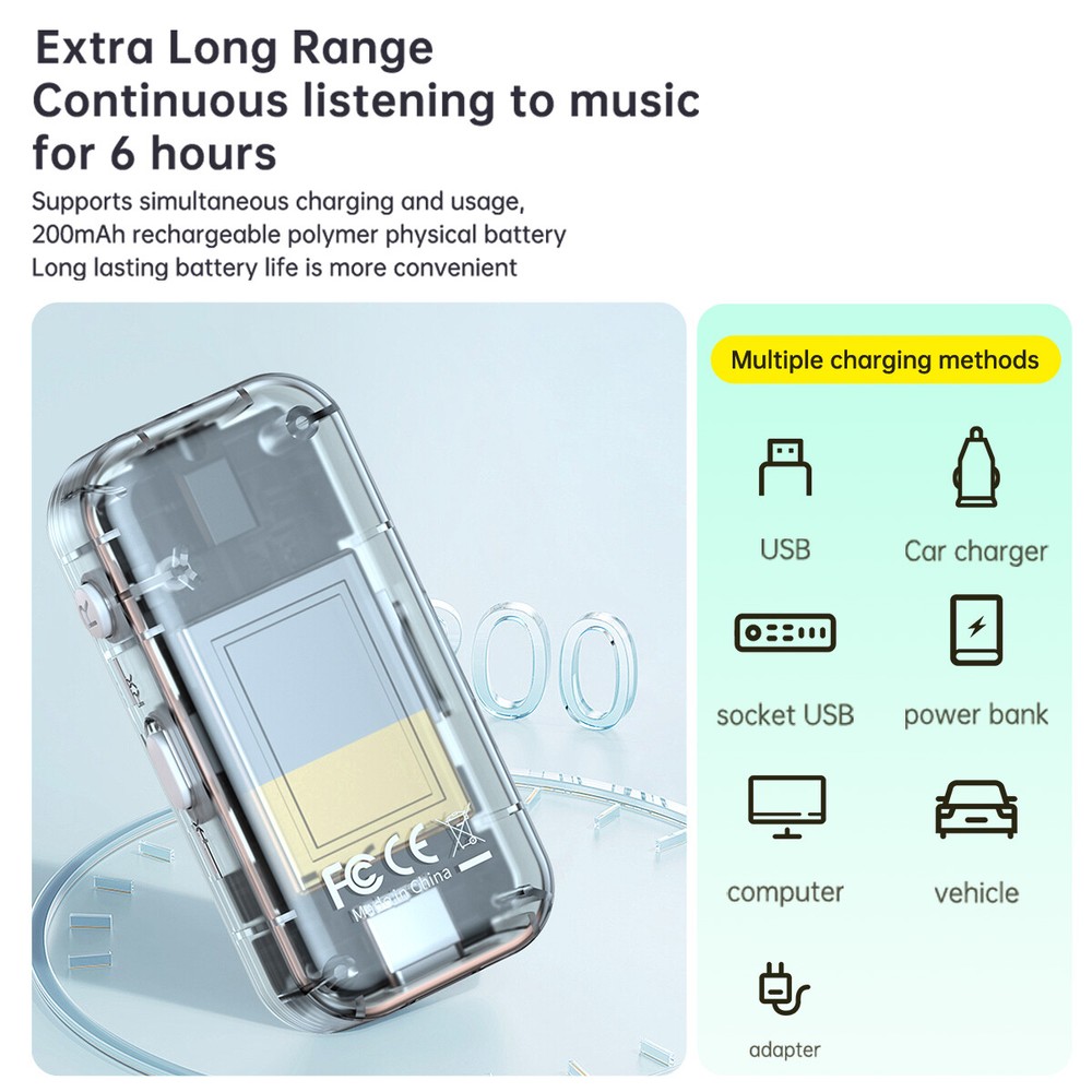 4 in1 Bluetooth Audio Adapter Wireless Receiver Transmitter MP3 Player 3.5mm Aux