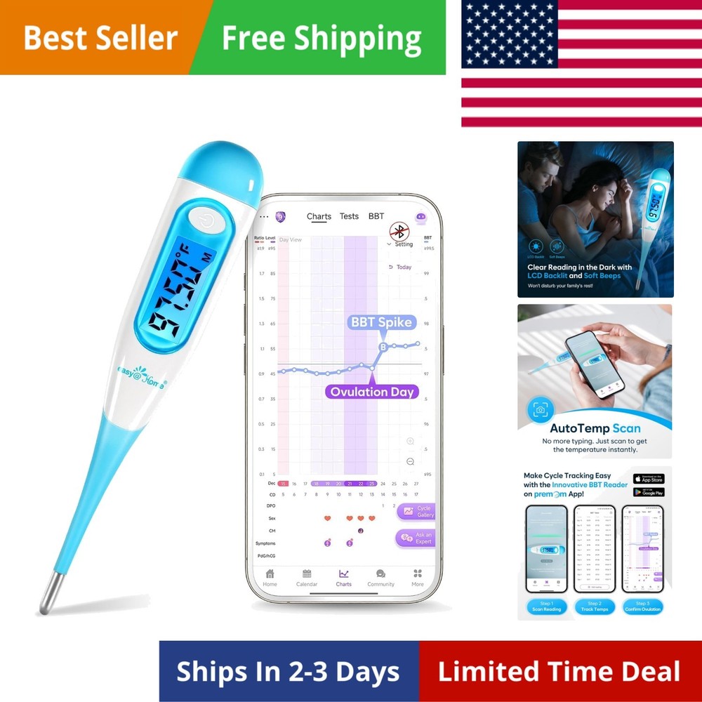 Digital Basal Thermometer for Ovulation: Backlight LCD Display 1/100th Degree...