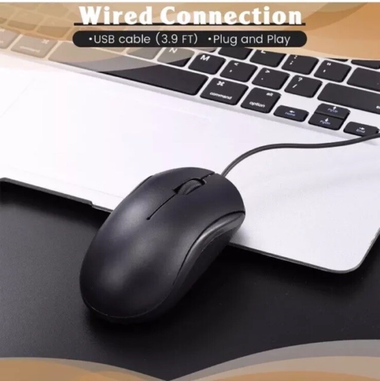 Xuhal 50 Pcs Black Wired Mouse Bulk 1000 DPI 3 Button Corded Computer Mouse Slim