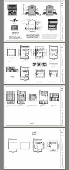 20x16 Tiny House -- PDF Floor Plan -- 557 sq ft -- Model 13A