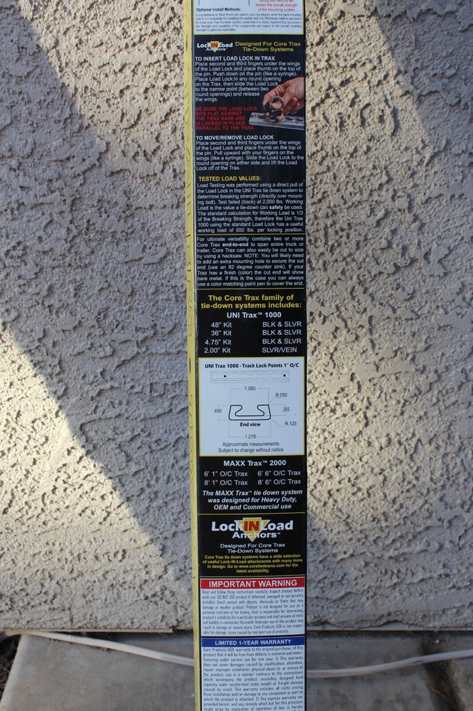 2-pc 3' ft New CORE UNITRAX 1000 Anodized Black Track Tie down System