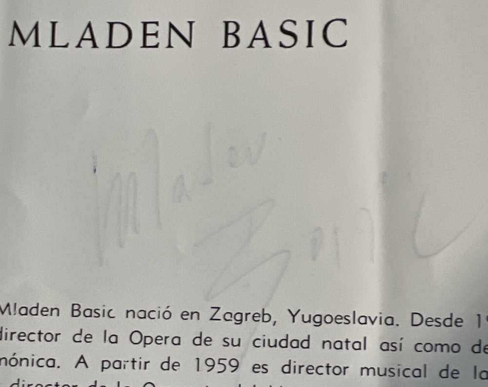 SIGNED Walter Klein Mladen Basic Barcelona Concert Program June 1966 COA JSA VG