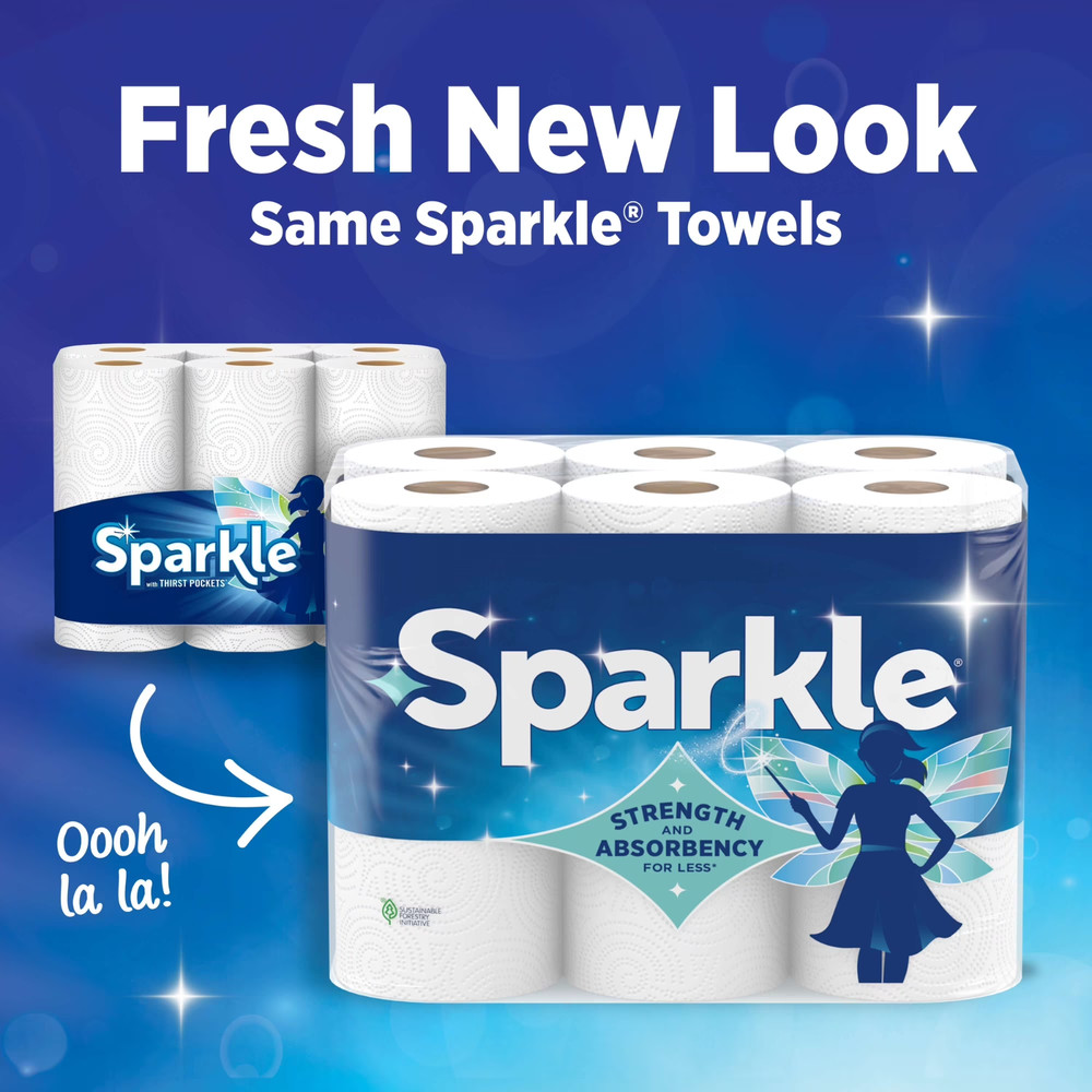 Sparkle Tear-a-Square Paper Towels, 6 Double Rolls