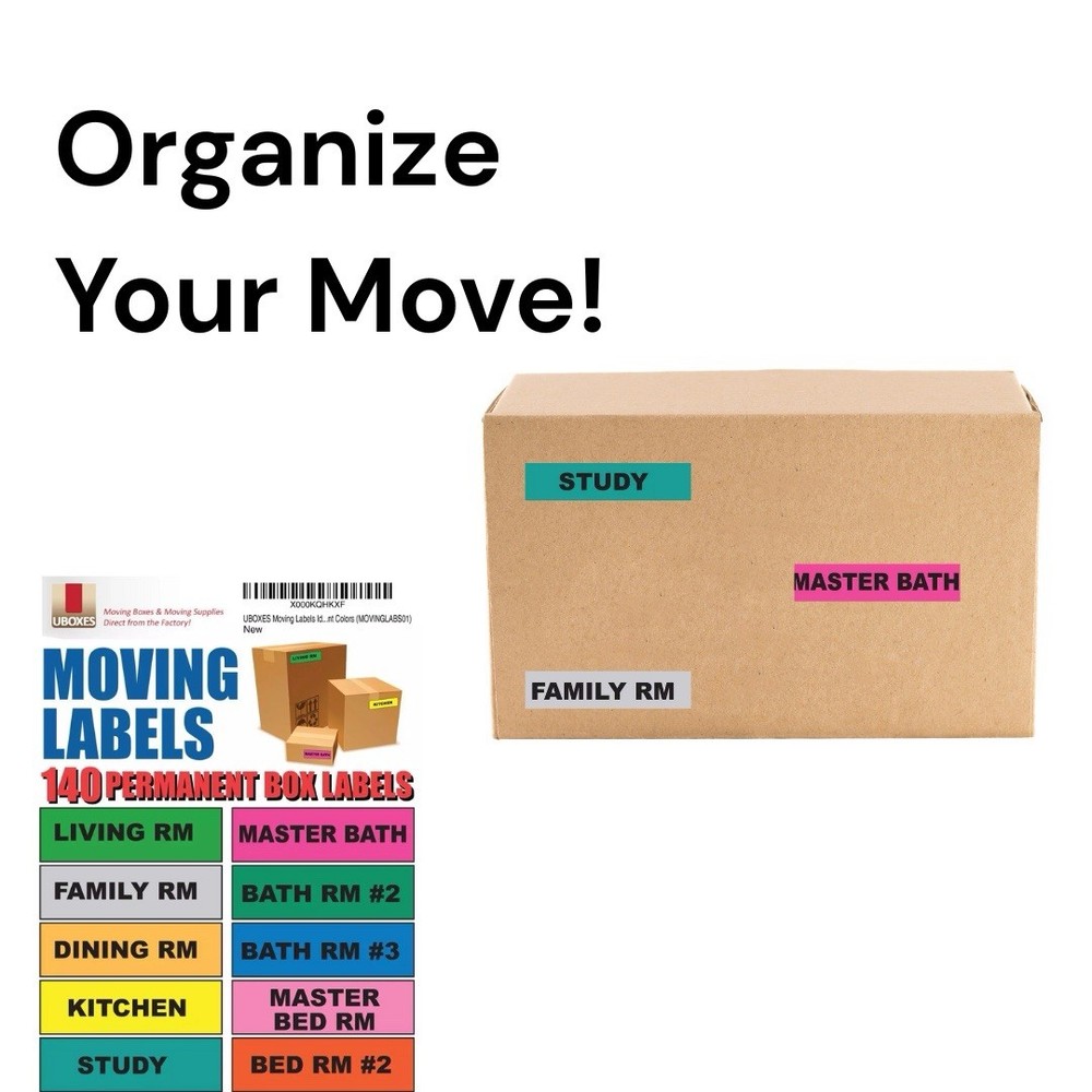 UBOXES Moving Labels 140 Permanent Box Labels