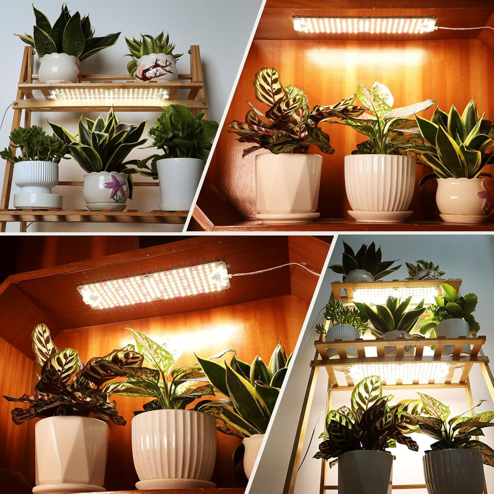 4 Pack LED Grow Light Full Spectrum Timer Indoor Plant Lamp Under Cabinet Panel