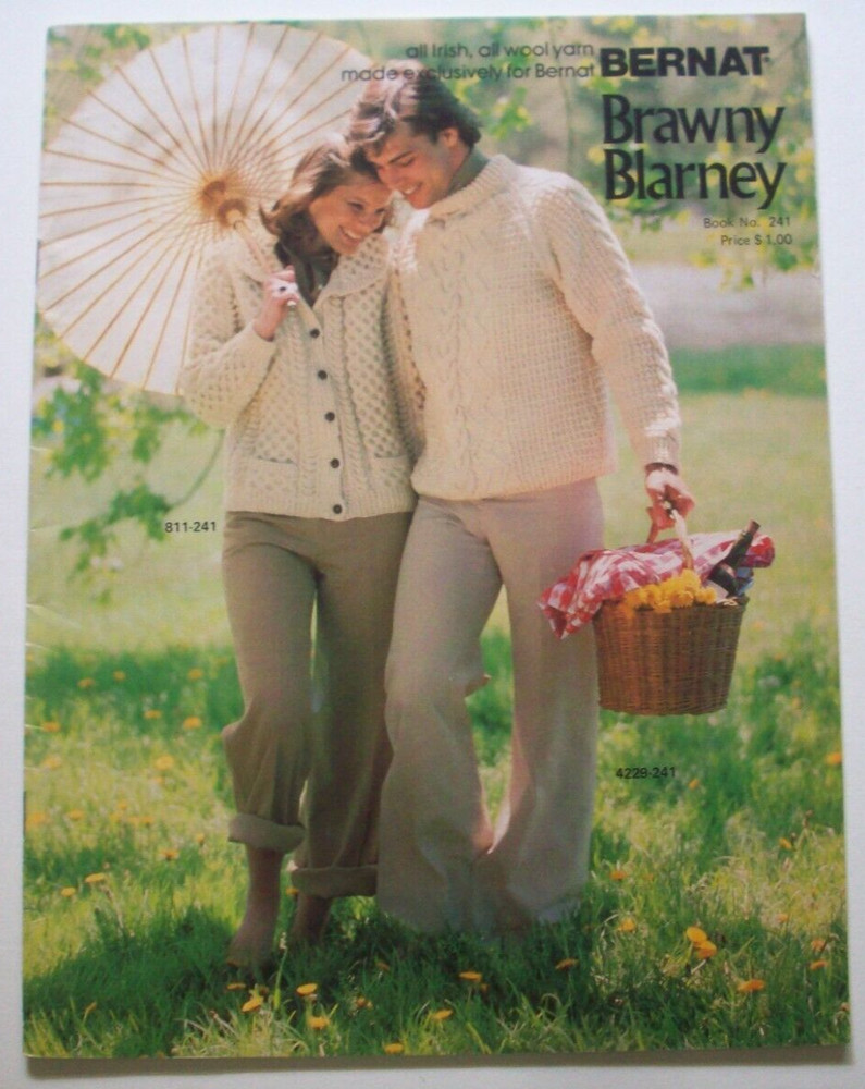 Brawny Blarney Bernat wool knitting patterns sweaters