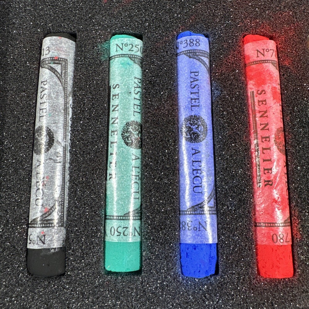 Sennelier Test Pack Extra-Soft Pastel Full 6 Stick Set White, Black, Red, Bleu..