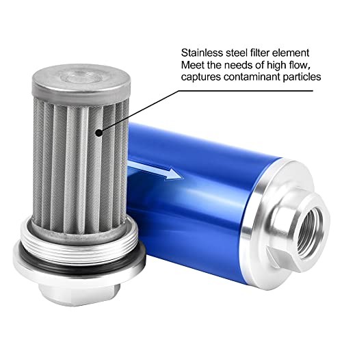 30 Micron Inline Fuel Filter with 6AN 8AN 10AN Adapter&Bracket Clamp 60MM
