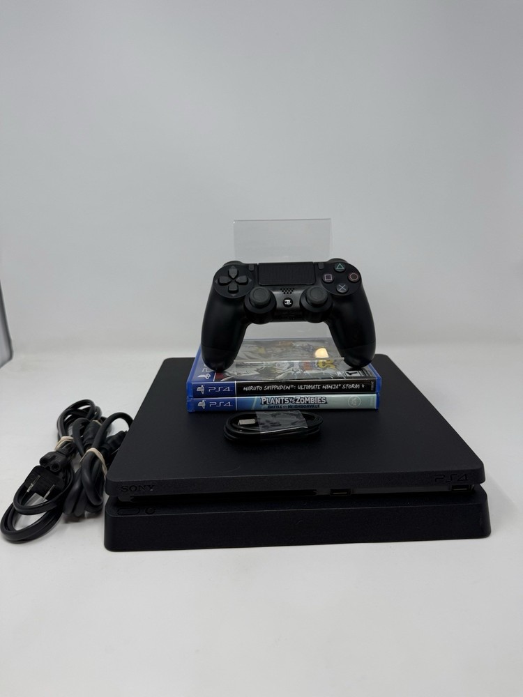 Sony PS4 Slim 1TB Console Bundle w/ Controller, HDMI, Cables + 2 Games Tested
