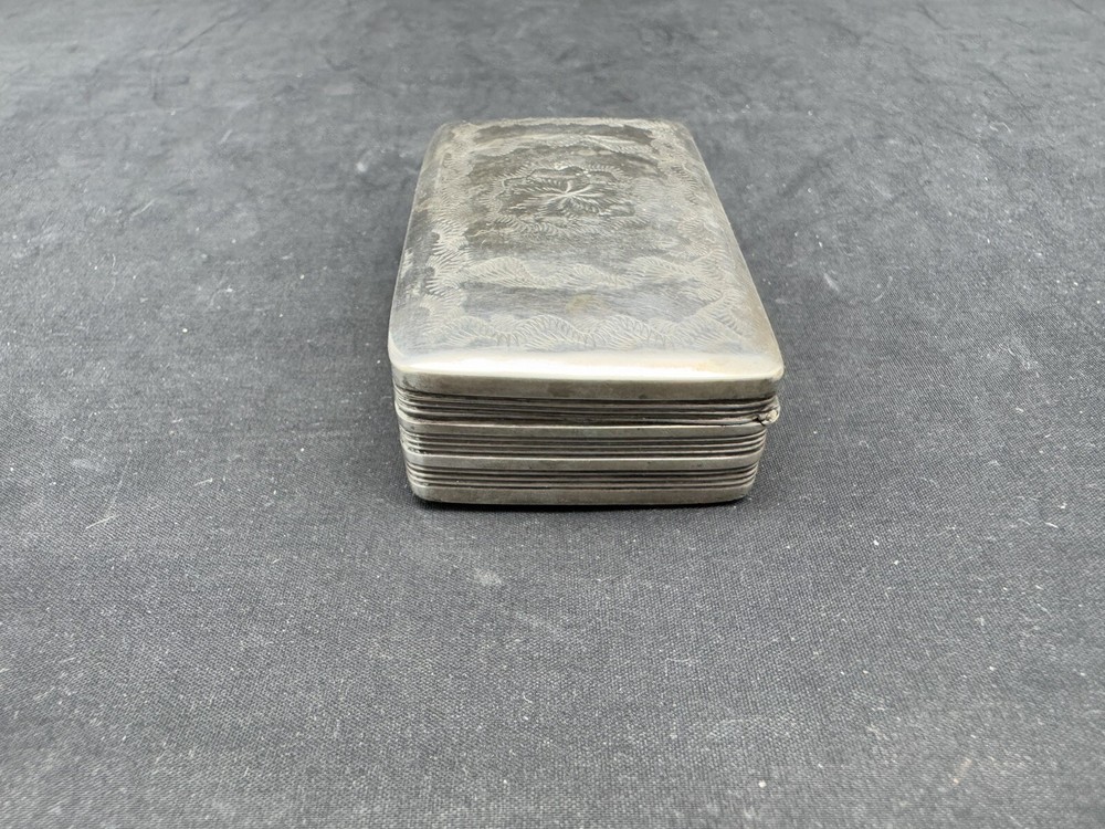 Antique Sterling Silver Hand Engraved Snuff Box