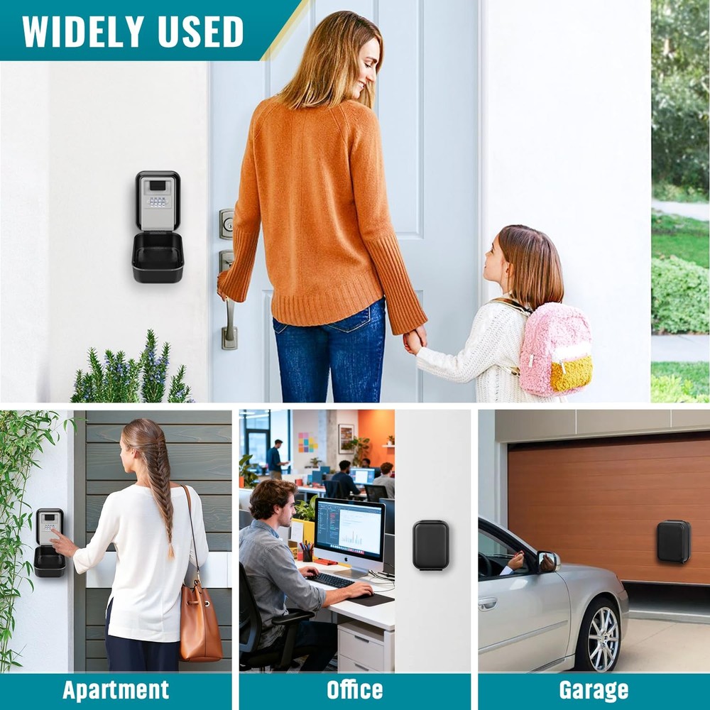 Key Lock Box Waterproof Wall Mount 4 Digit Combination Resettable Code Safe