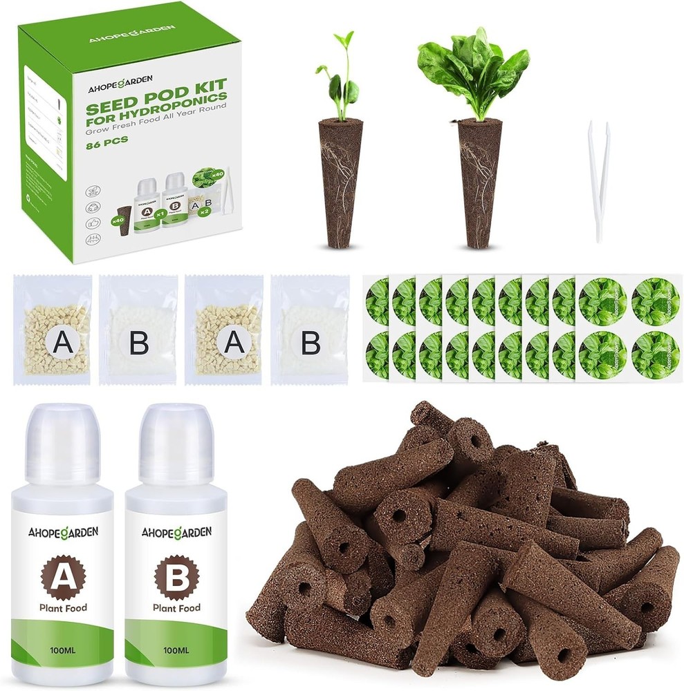Complete Hydroponic Garden Kit: 86PCS for Fast Germination & -Round Harvests