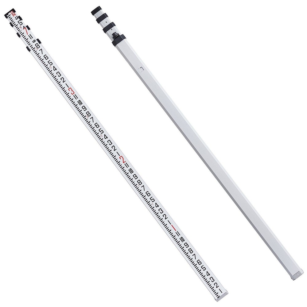 14ft Aluminum Measuring Rod: 4-Section, Rectangular, Dual Markings, Level