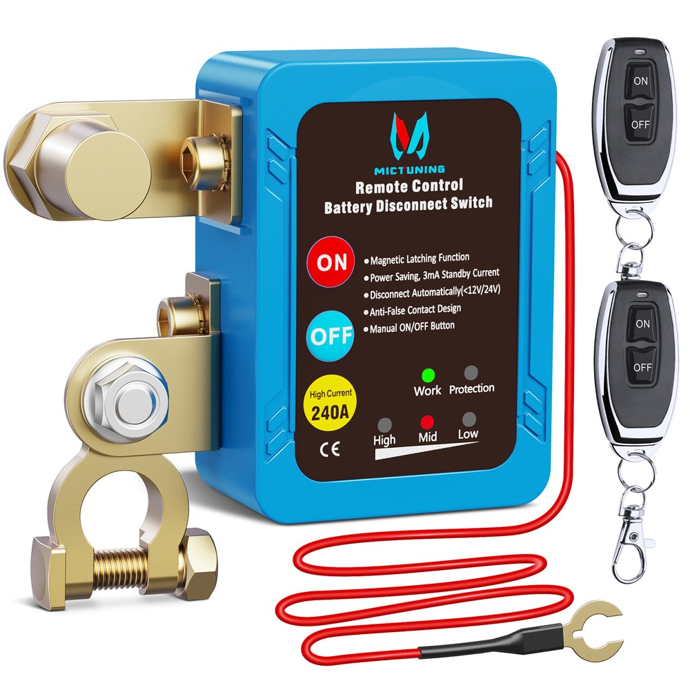 MICTUNING Remote Battery Disconnect Kill Switch Automatic 12V 240A LED Indicator