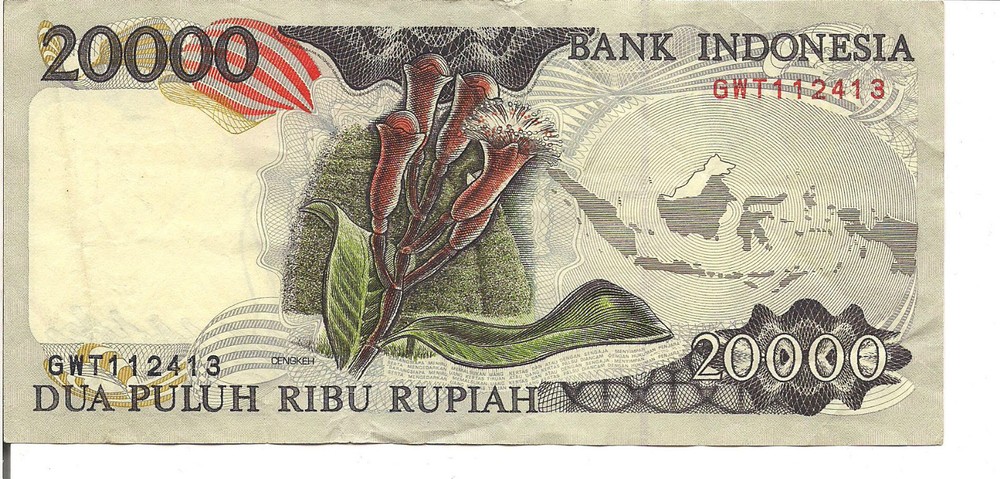 INDONESIA, 20,000 RUPIAH, Red bird, 1995