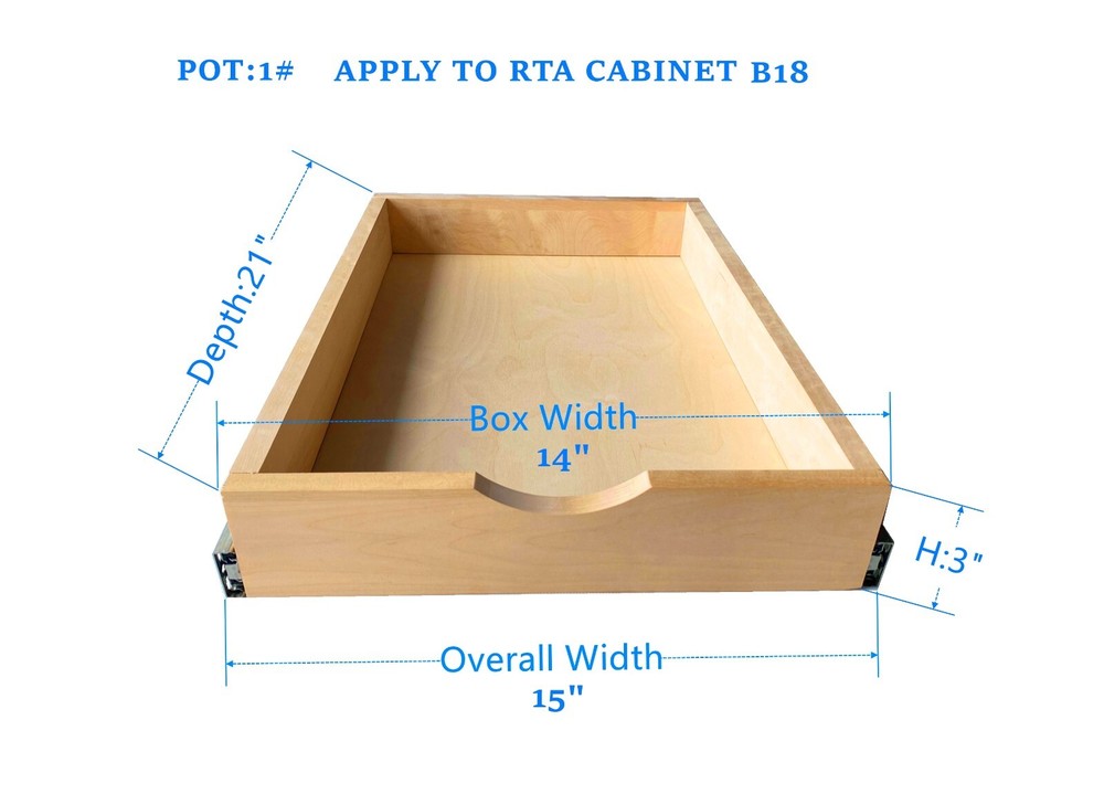 Kitchen Slide Out Cabinet Shelf Pull Out Wood Drawer Storage W15xD21 soft close