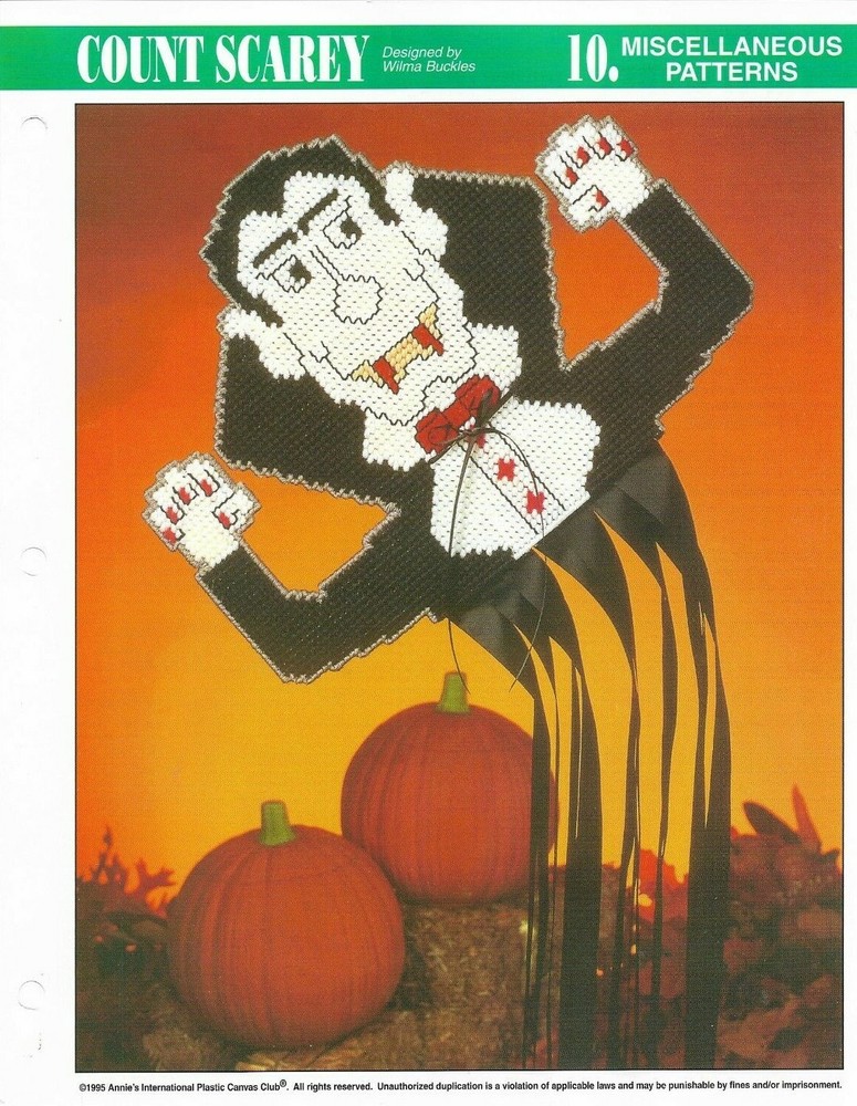 NEW COUNT SCAREY VAMPIRE HALLOWEEN ANNIE'S PLASTIC CANVAS PATTERN INSTRUCTIONS