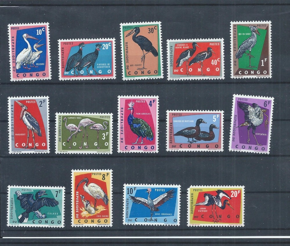 Congo stamps. 1963 Birds MNH 20f has pulled corner (AA080)