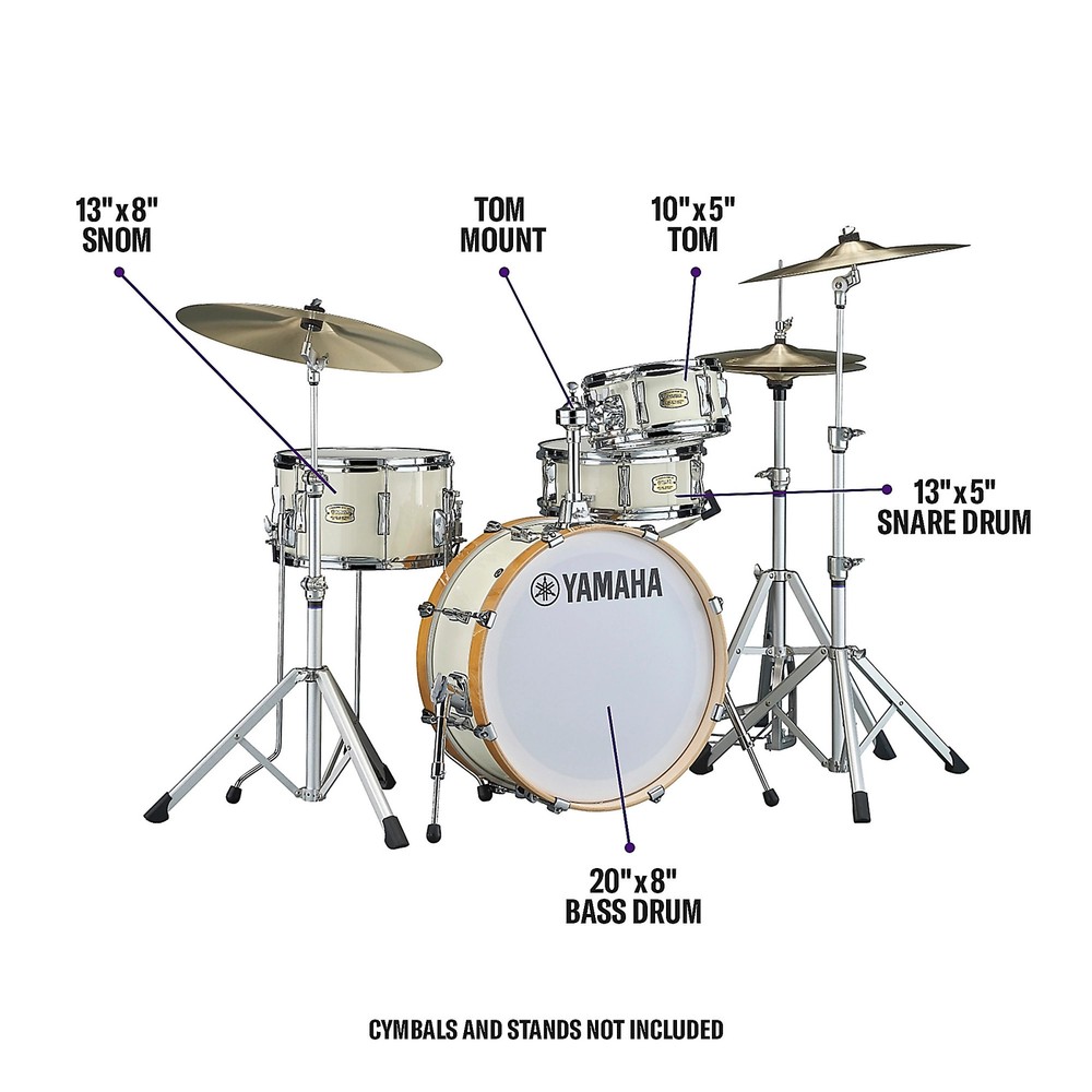 Yamaha Stage Custom Hip Compact 4-Piece Drum Shell Pack, Classic White