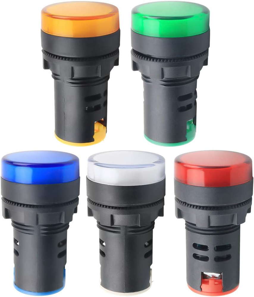 10Pcs 22mm Indicator Light 24V AC/DC Panel Mount for HVAC Control Projects
