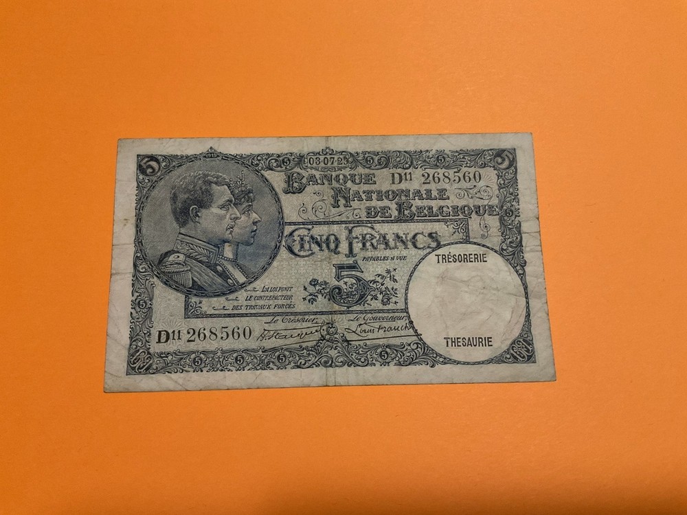 Belgium, 5 Francs P-97b, 03-07-1929
