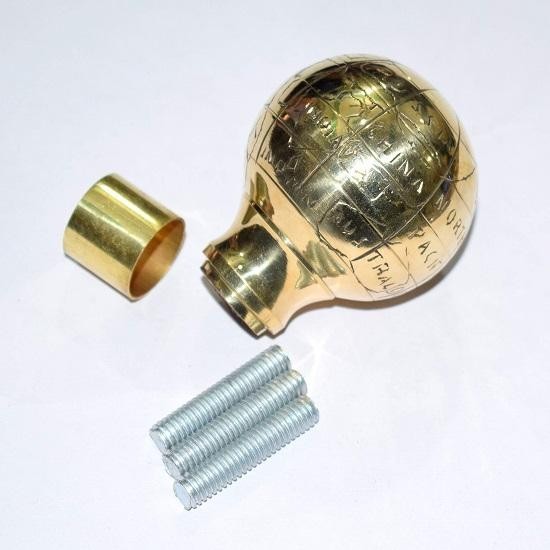 Globe Head Cast Brass Outside Handle Solid Cane Walking Stick Handle