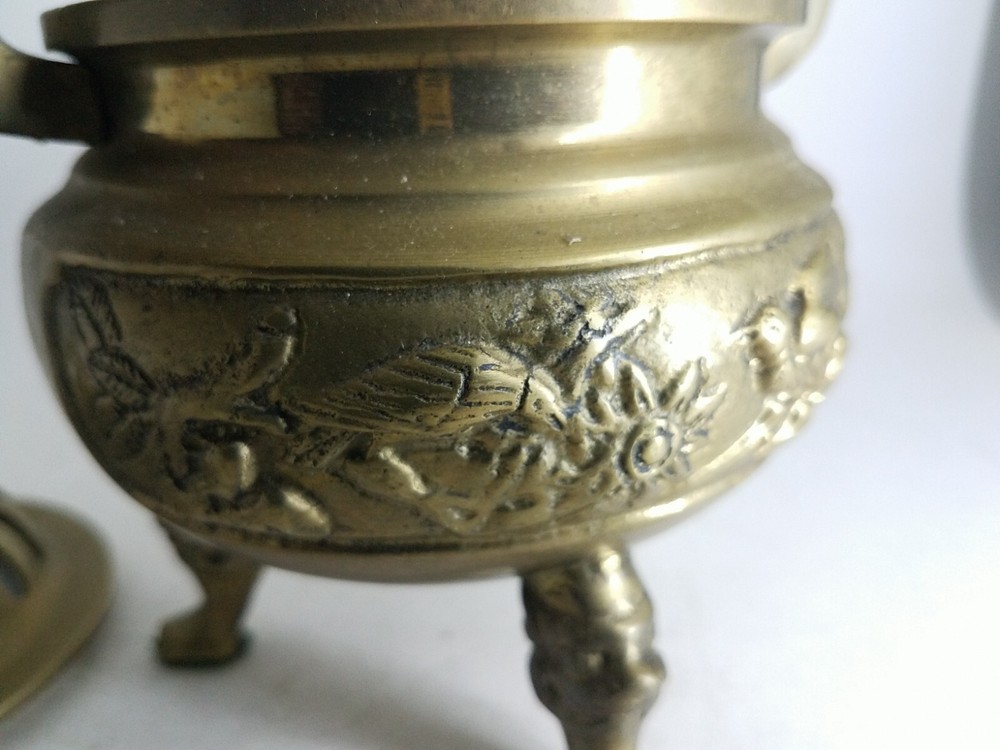 Solid Brass Foo Dog Incense Burner Pot Made In Hong Kong