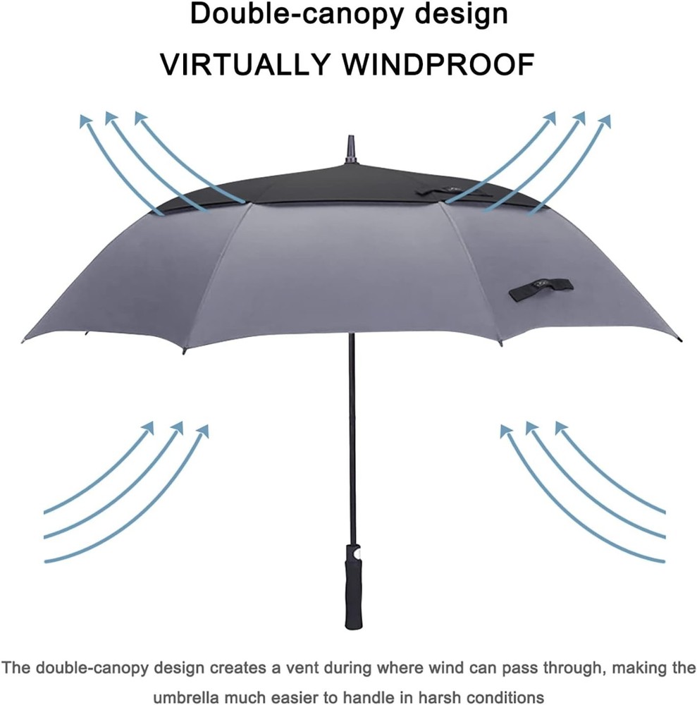 Professional 68 Inch Golf Umbrella - Windproof, Automatic Open Canopy Protection