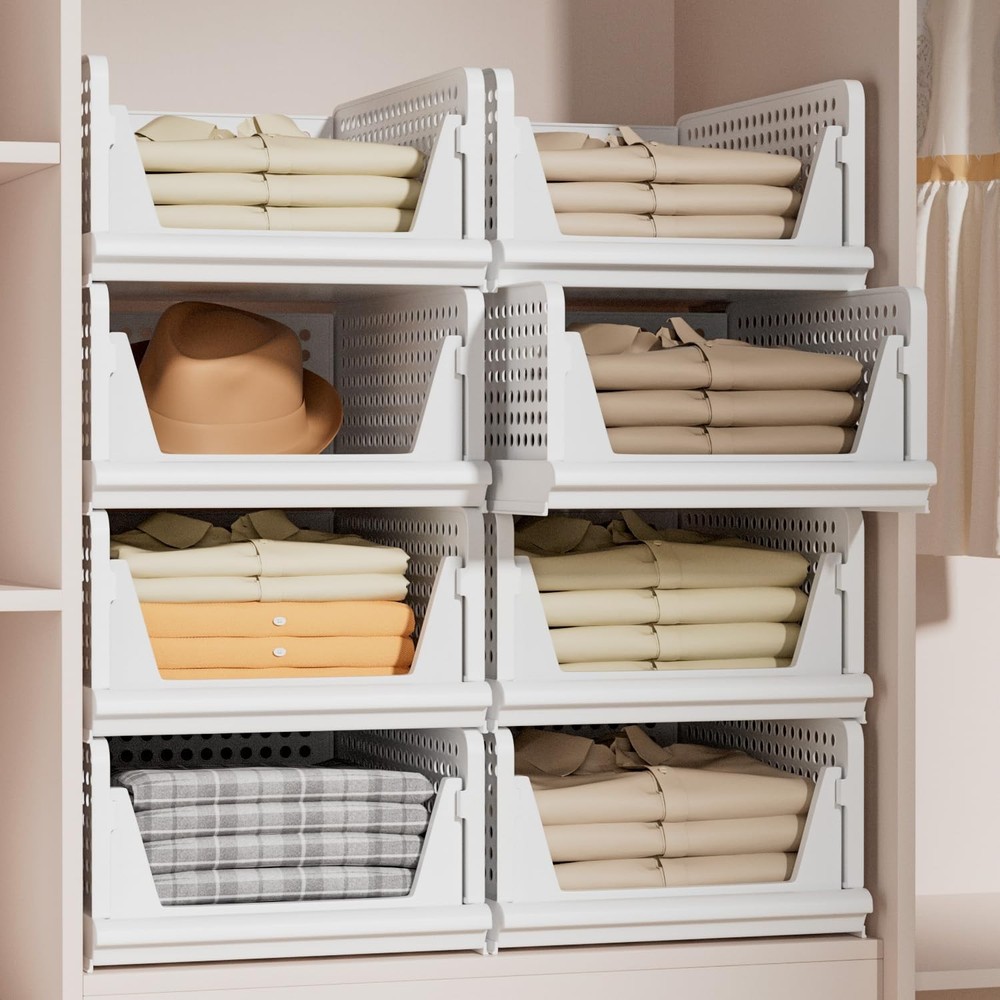 Foldable Storage Basket Bin - Closet, Living Room, Bath, Kitchen Organizer