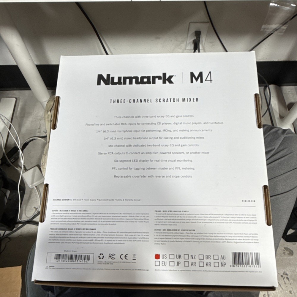 Numark M4 Three-Channel DJ Mixer, Replaceable Crossfader, Three-Band EQ, Black