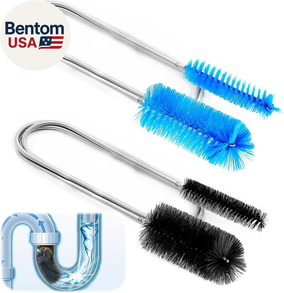 2 Pcs Flexible Drain Pipe Cleaning Brush, 36" Extra Long Double Ended Nylon Bris